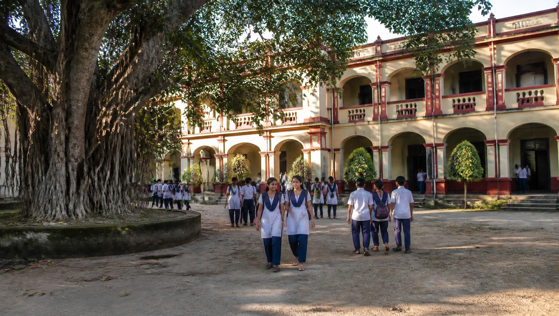 The main building and banyan courtyard of Heritage Government Higher Secondary School